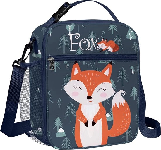 Borsa isolata per picnic per bambini, con contenitore per bottiglie, termos, blu, piccola, portatile, per ragazzi e ragazze