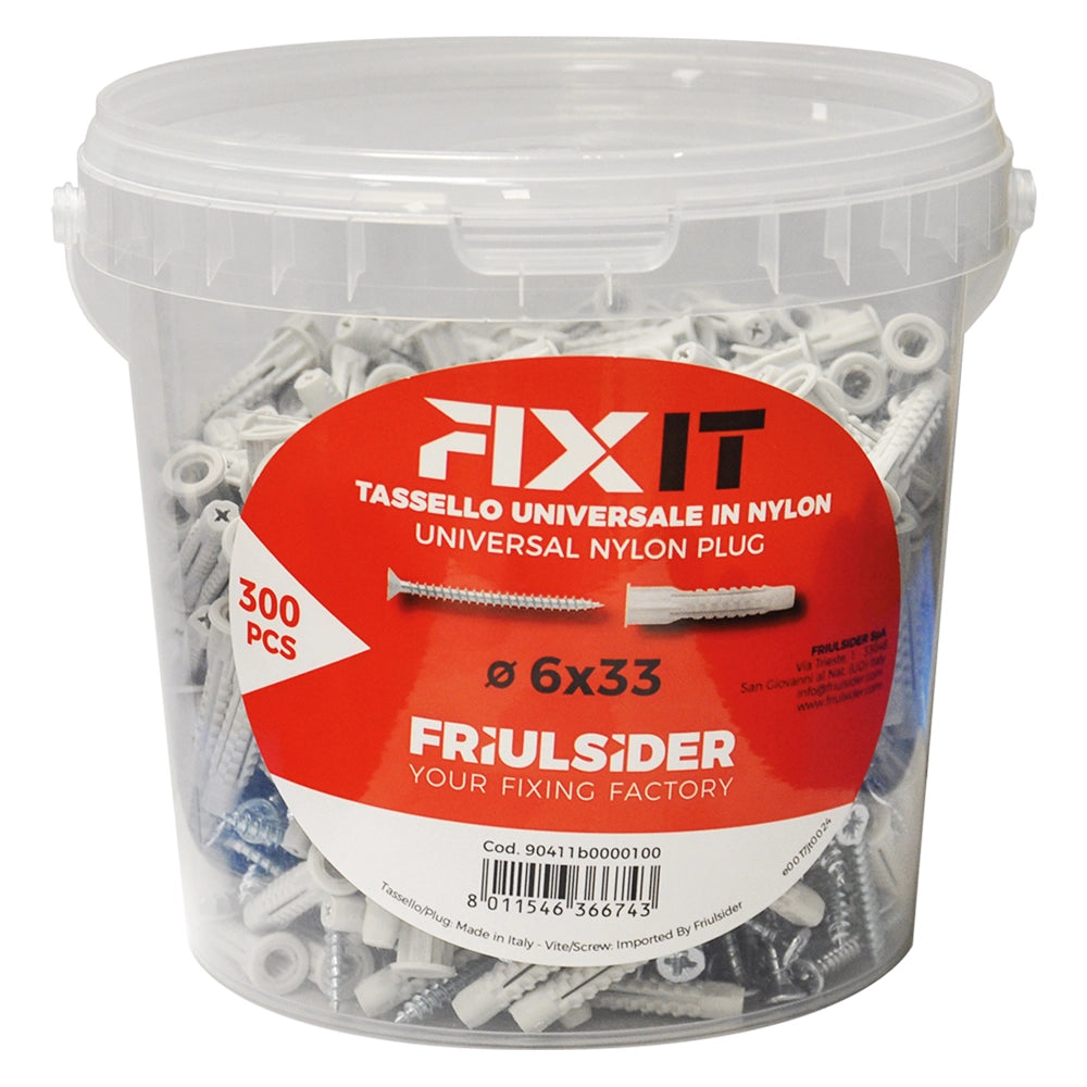 TASSELLO NYLON 'FIXIT' Ø 6 x 33 mm TSP 4 x 40 mm 300 pz  - FRIULSIDER