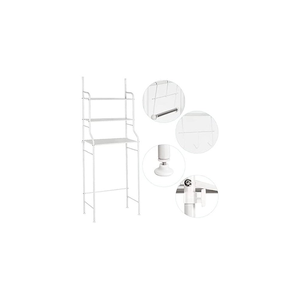 Trade Shop - Scaffale Salvaspazio Sopra Lavatrice Mensole Bagno 3 Piani Mobile Lavanderia 69078 -
