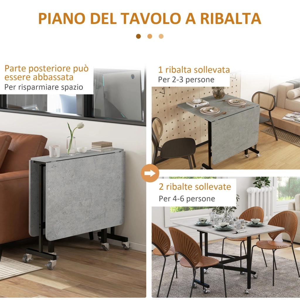 Tavolo pieghevole con rotelle per 4-6 persone ¨C Xylo ¨C legno e acciaio 120x80x73 cm grigio