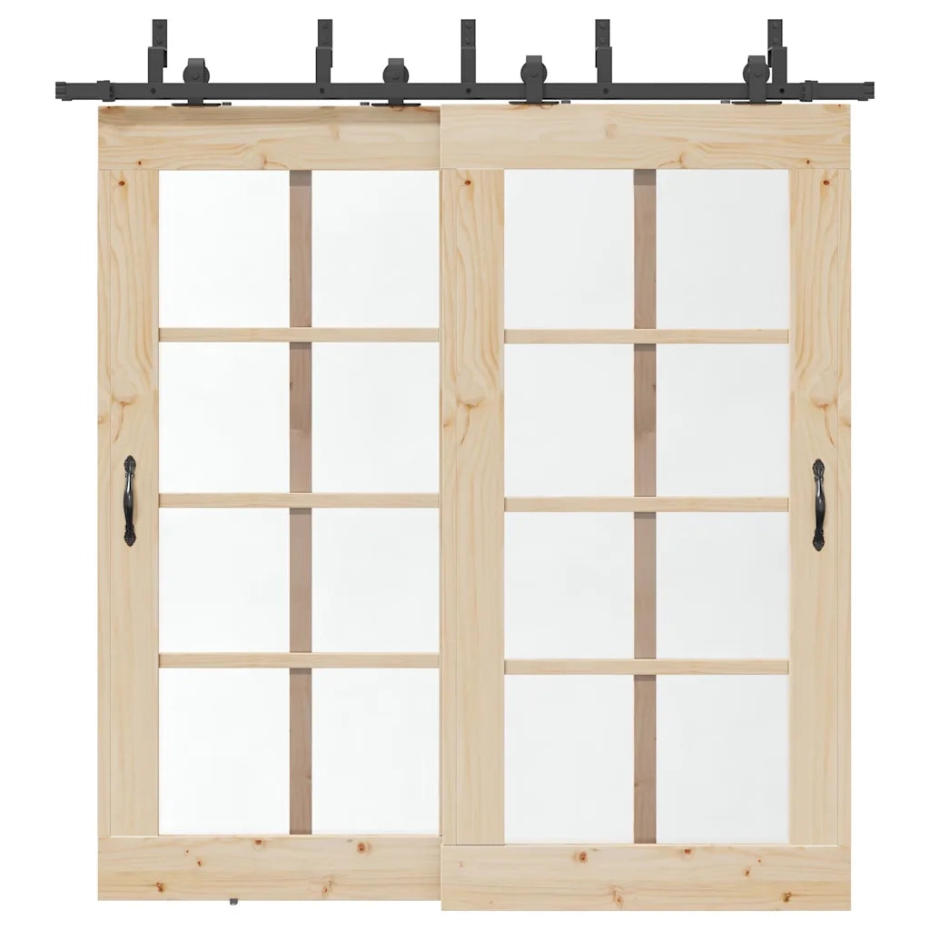 Kit di Binari per Porte Scorrevoli 213,5 cm Acciaio Nero 3295732