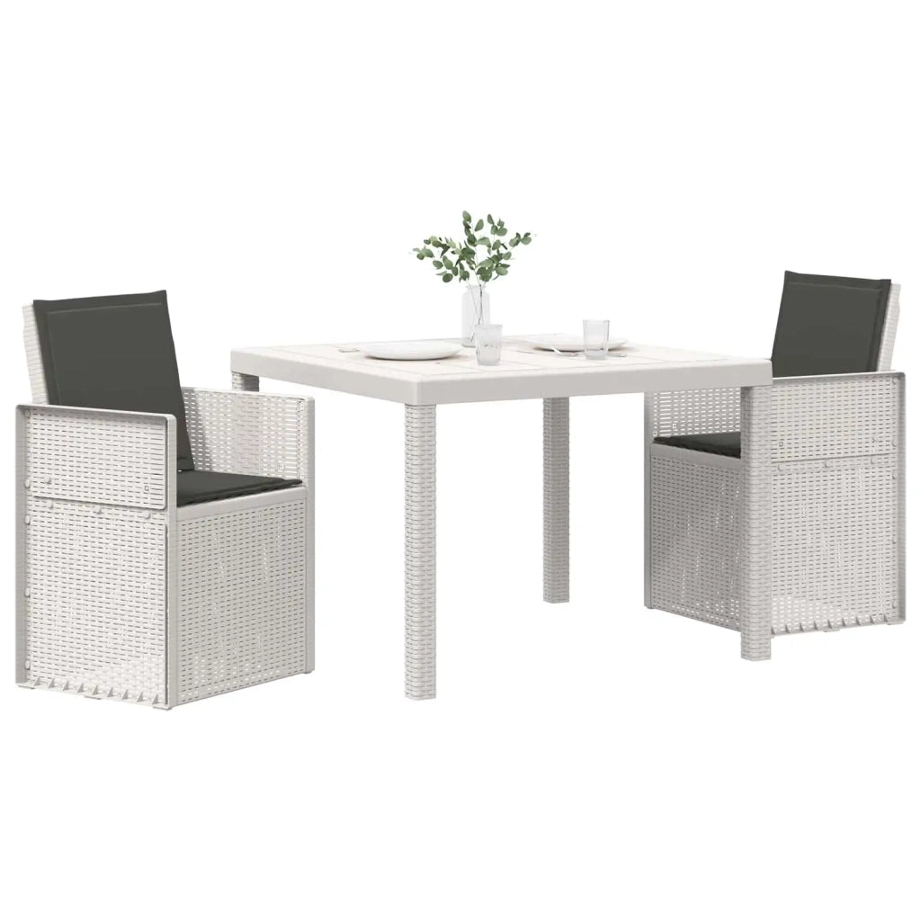 Set da Pranzo per Giardino 3 pcs Bianco e Antracite PP 3430048