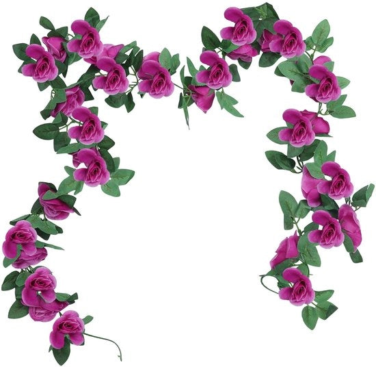 Fiori artificiali 2 pezzi - Catena appesa 220 cm - Corona di fiori - Fiori artificiali con foglie verdi - Matrimonio/Festa - Fiori artificiali di alta qualità in plastica