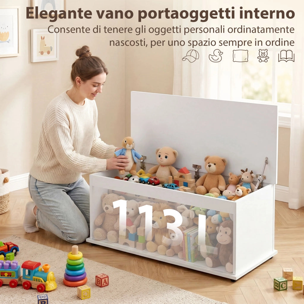 Cassapanca Contenitore Multiuso in Legno ¨C Zephmum ¨C Bianco 100x40x40cm
