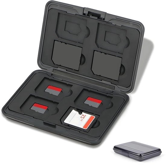 Contenitore per schede di memoria SD/TF - acqua resistente - capiente 8 schede - box per schede di memoria - antistatica - adeguatezza a silicone integrata - progettato per essere efficace - contenitore per schede di memoria