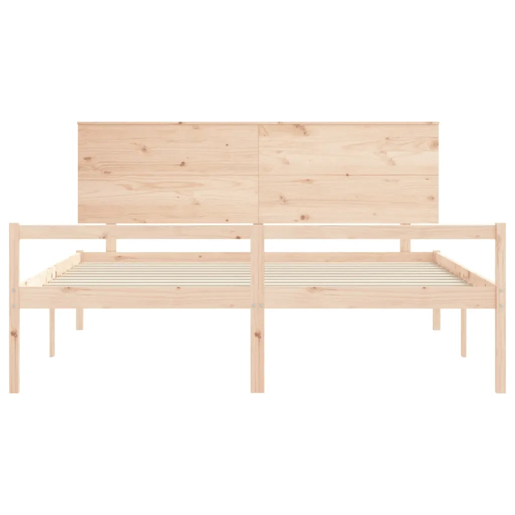 Letto matrimoniale | Letto per adulti | Letto per Anziani con Testiera 200x200 cm in Legno Massello