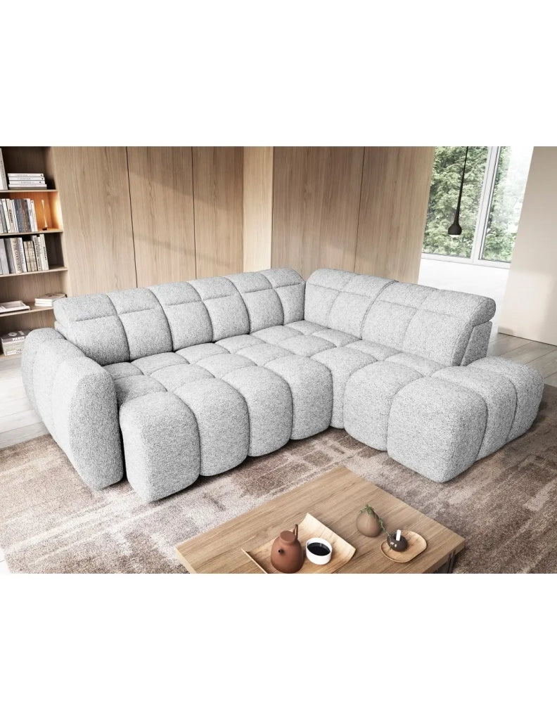 Divano ad angolo elettrico RONDA 4 posti grigio chiaro – angolo destro