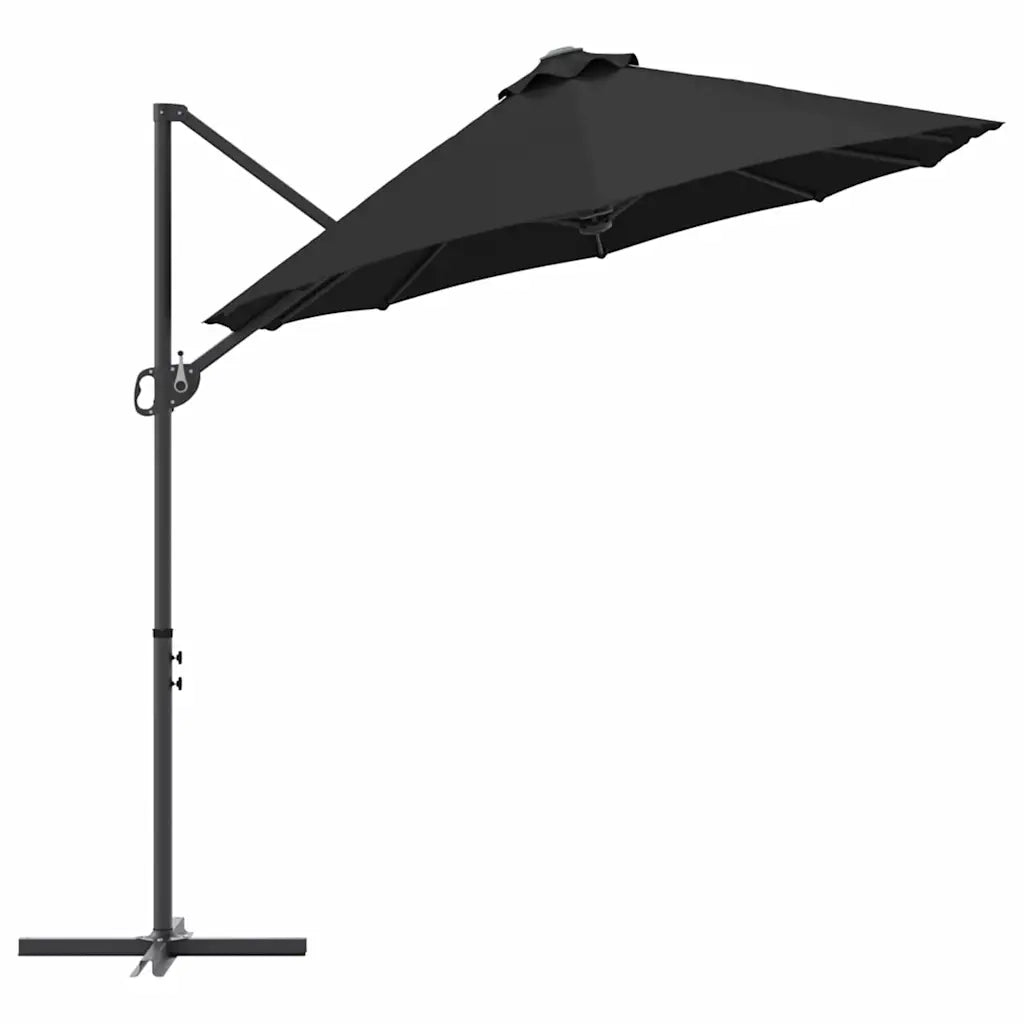 Ombrellone-Ombrello da giardino Nero 372 x 198 x 243 cm Poliestere e Alluminio