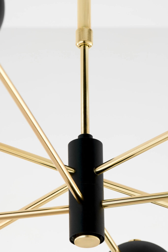 Lampadario moderno oro/nero vetro 8 luci Jupiter MOKA