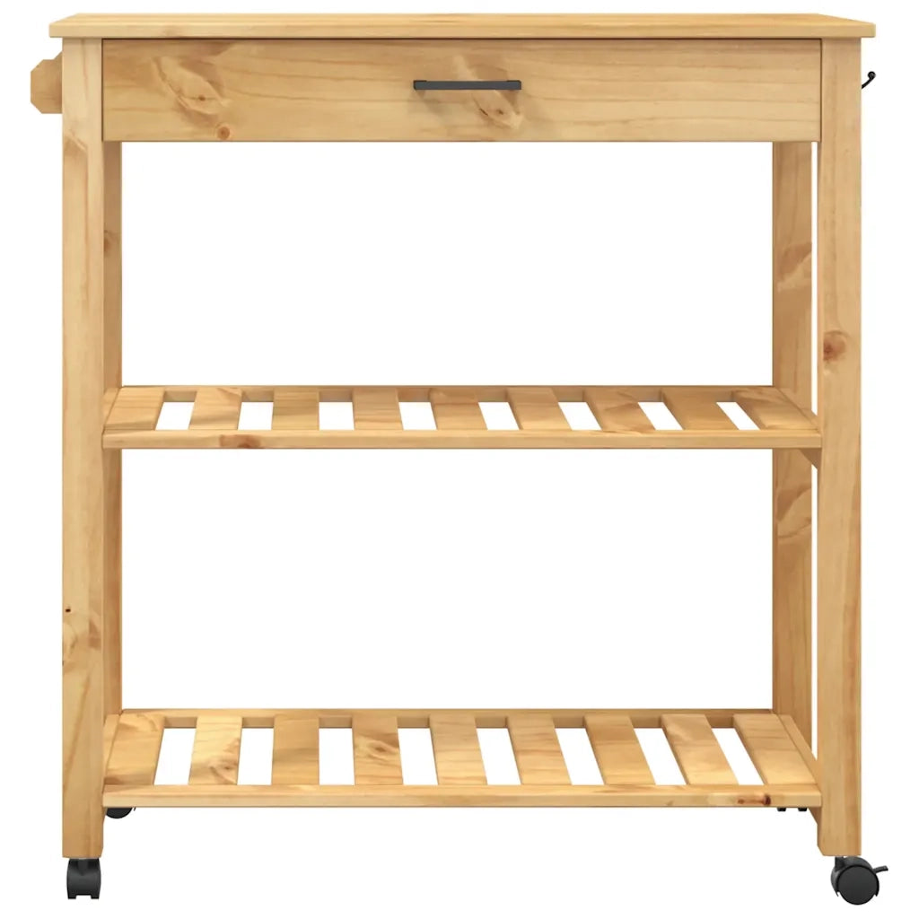 Carrello da Cucina MONZA 84x40x88,5 cm in Legno Massello di Pino 376100