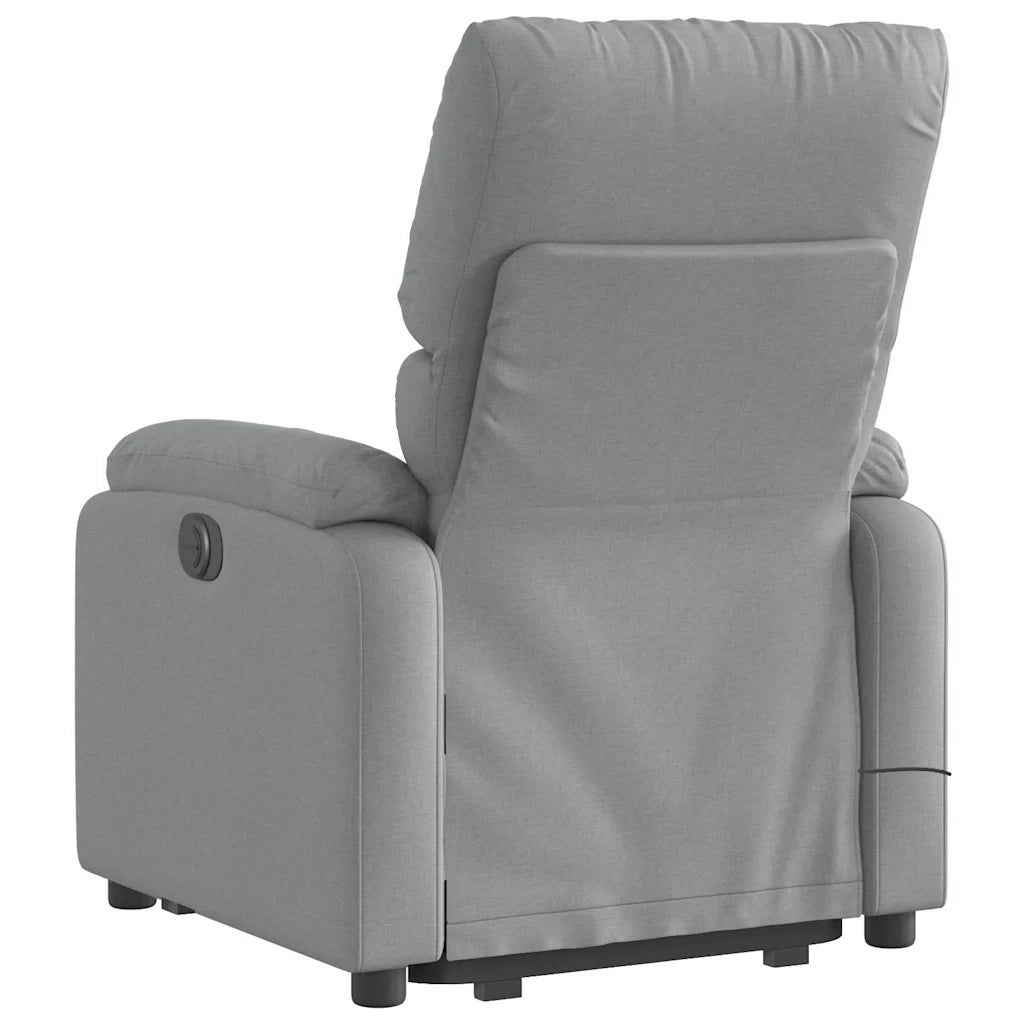 Poltrona | Sedia Relax Alzapersona Massaggi Reclinabile Grigio Chiaro Tessuto