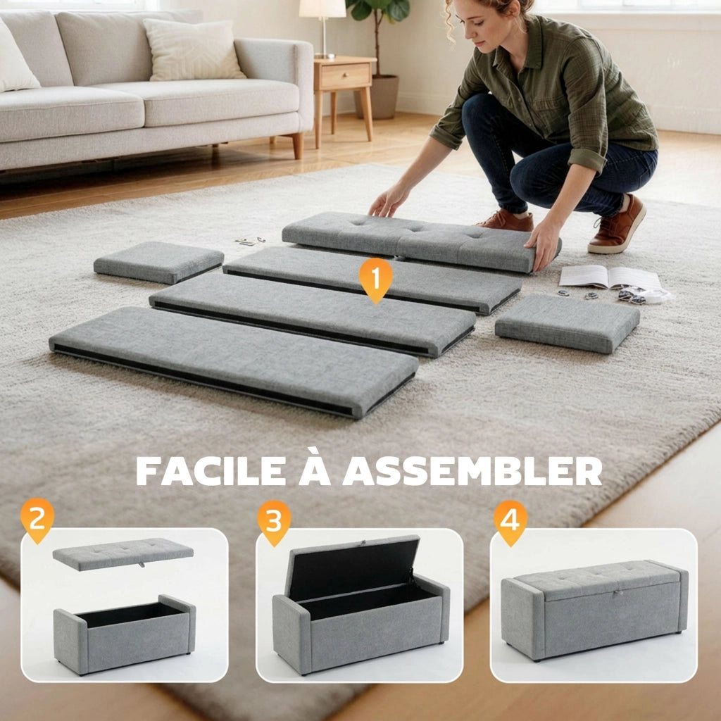 Pouf Contenitore Grigio Chiaro ¨C Zephmum ¨C 122x48x44