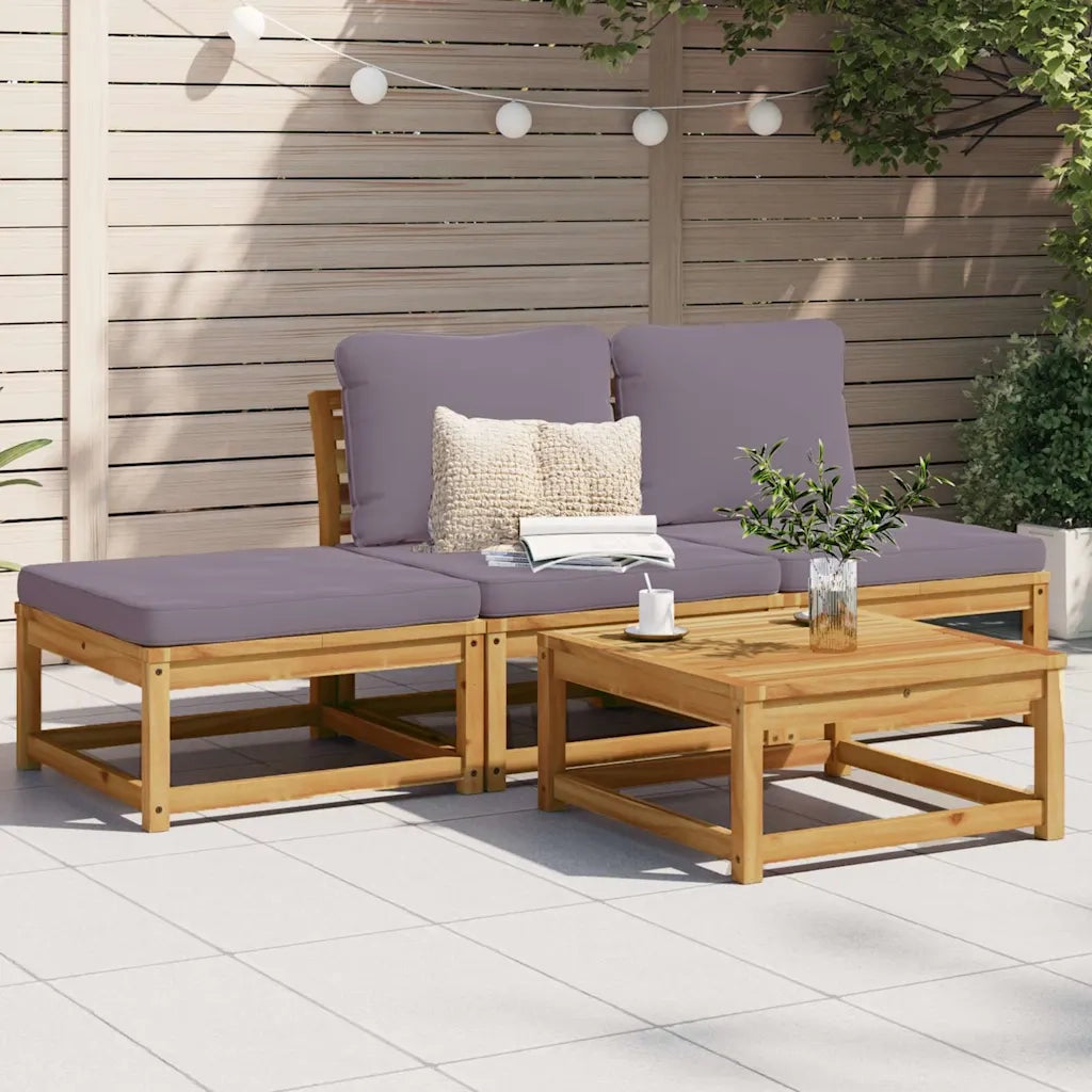 Set Salotto da Giardino 4pz con Cuscini Legno Massello Acaciacod mxl 116323