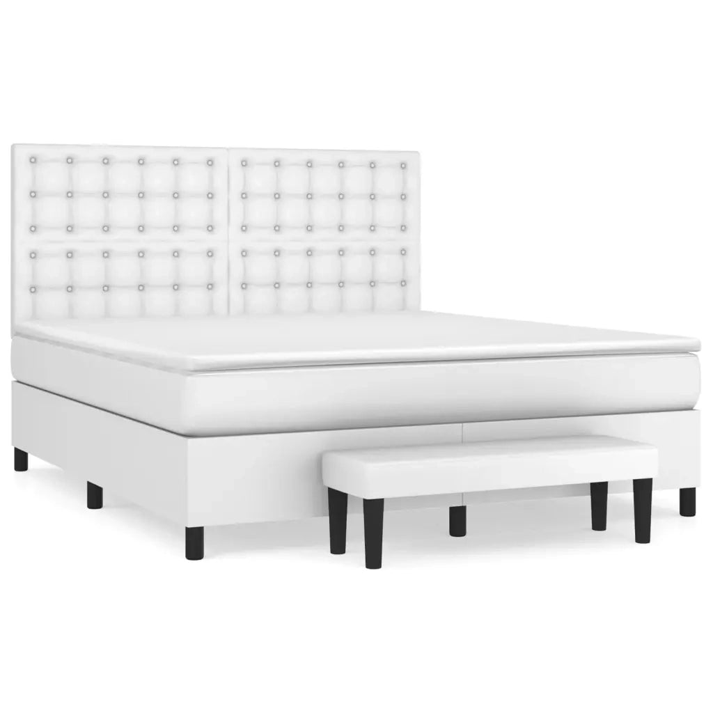 Giroletto a Molle con Materasso Bianco 160x200 cm in Similpelle