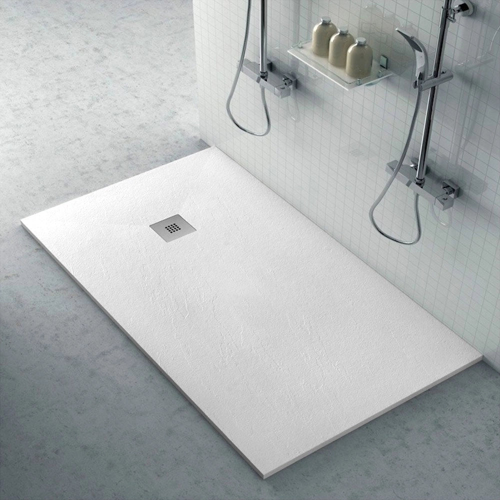 Piatto doccia su misura 80x140 Karen in resina bianco effetto pietra