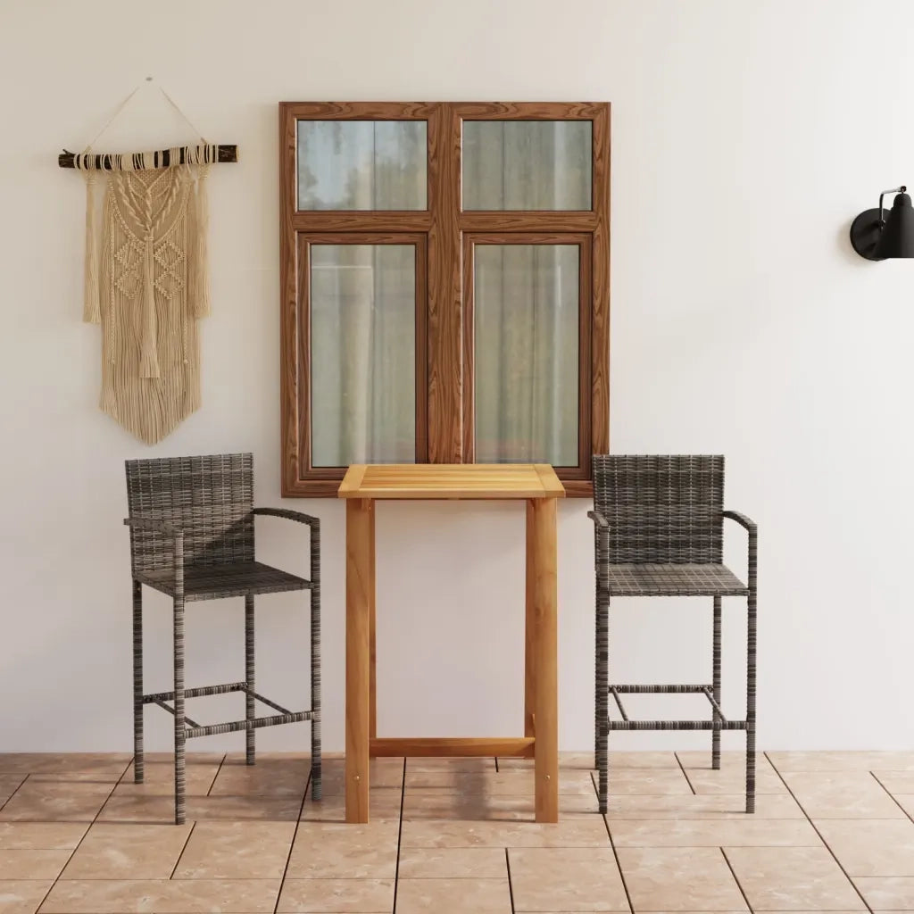 Set Bar da Giardino 3 pz | Set Salotto da Giardino Grigio