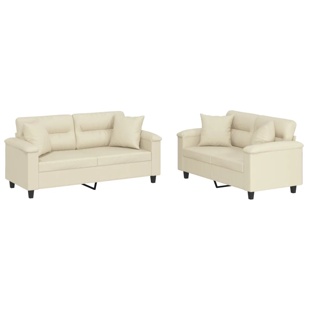 Set di Divani 2 pz con Cuscini Crema in Similpelle 3202373