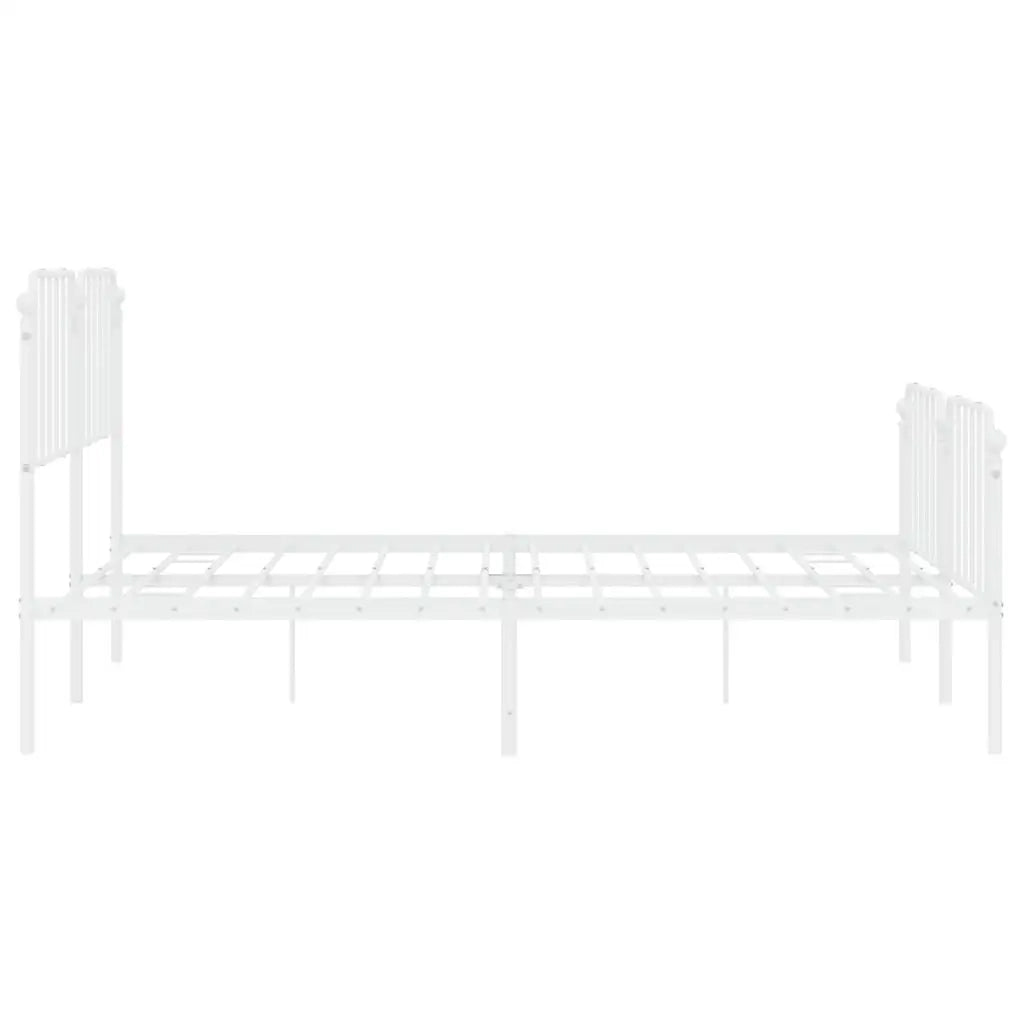 Giroletto con Testiera e Pediera Metallo Bianco 183x213 cm 373959