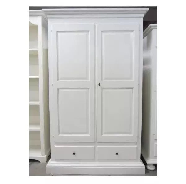 Armadio 2 ante in legno arte povera bianco shabby 125x61x200 (1246) - Mobili 2G