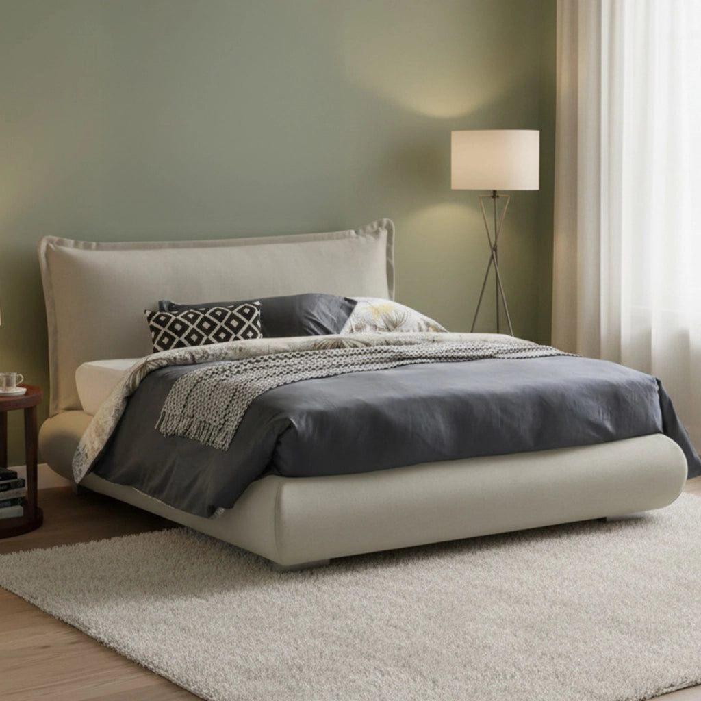 Letto Matrimoniale Geras, Letto Matrimoniale Sfoderabile Made in Italy, Beige