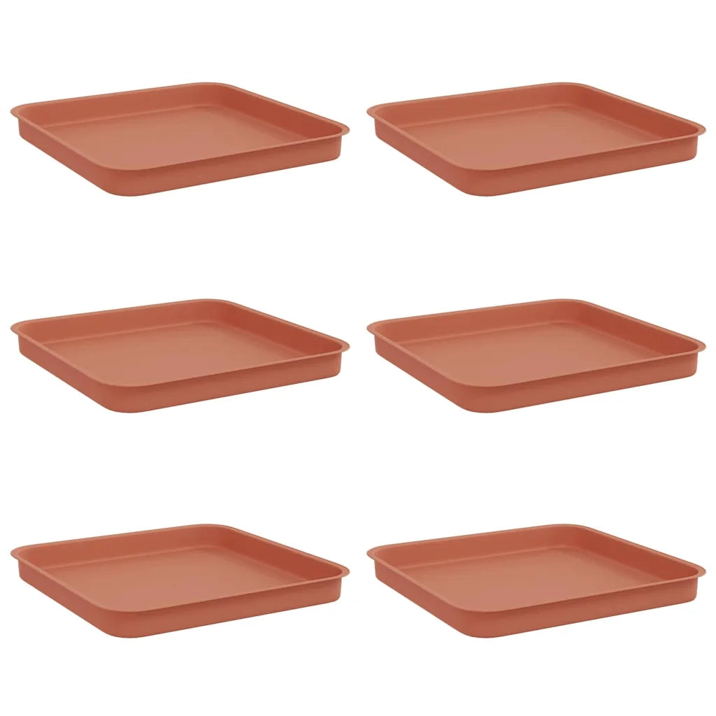 Vassoio Quadrato per Fiori 6 pz Rosso Mattone Plastica CFW6562323