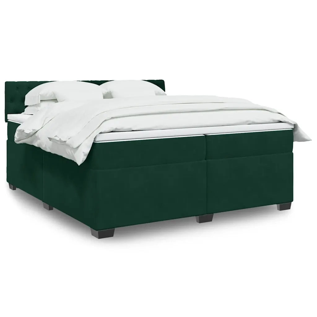 Giroletto a Molle con Materasso Verde Scuro 200x200 cm Velluto 3288711