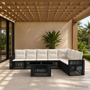 Set Divano da Giardino 8 pz Nero e Bianco Crema polyrattan 3436795