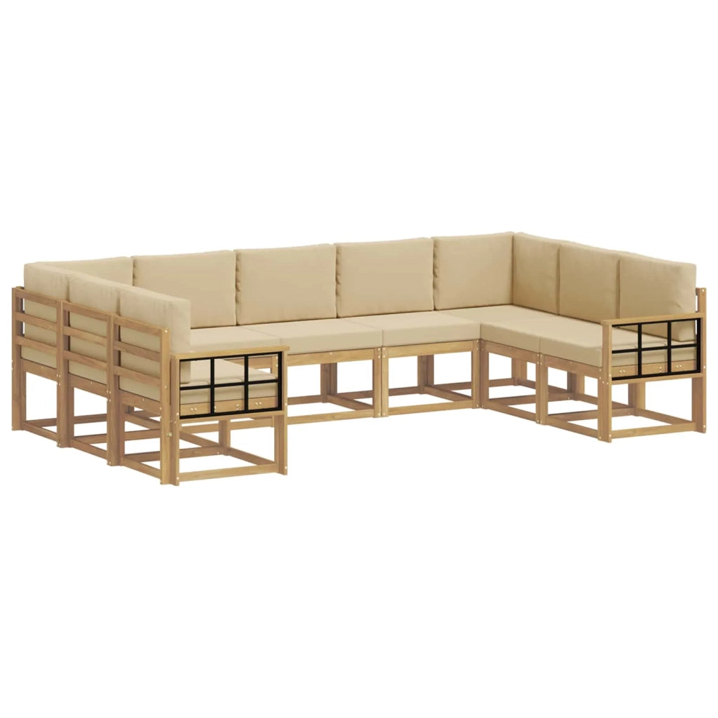 Set di divani da esterno 9 pz Bianco e Beige 3388232