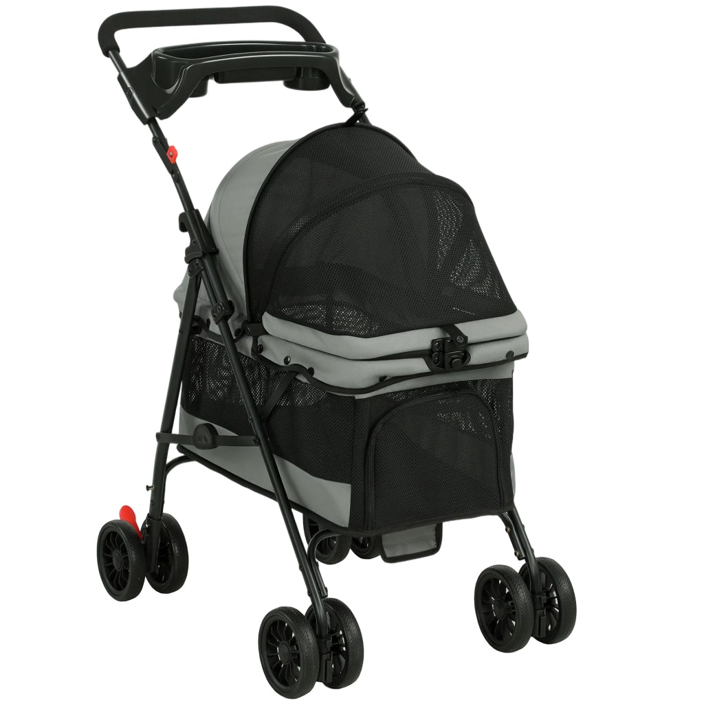 Passeggino per cani 73 x 50 x 96 cm pieghevole aerato per passeggiata salotto terrazzo moderno essenziale in tessuto oxford grigio 21_0007268