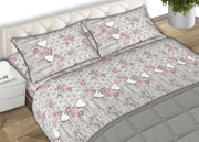 Completo Lenzuola Letto Matrimoniale 100% Cotone Made Italy Dis. Lara CN - 2 Piazze - Rosa