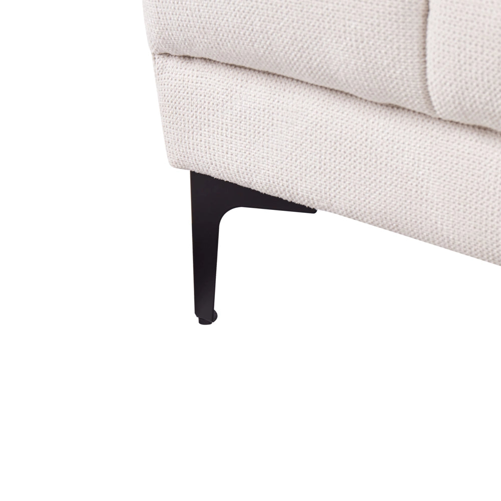 Ottomana in tessuto bianco sporco 80 x 88 x 41 cm Poggiapiedi Divano Fine