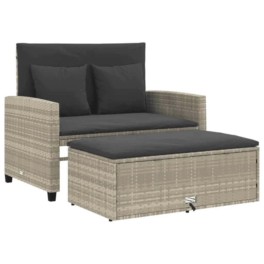 Divano da Giardino con Cuscini 2 Posti-Sofa da giardino Grigio Chiaro Polyrattan 652000