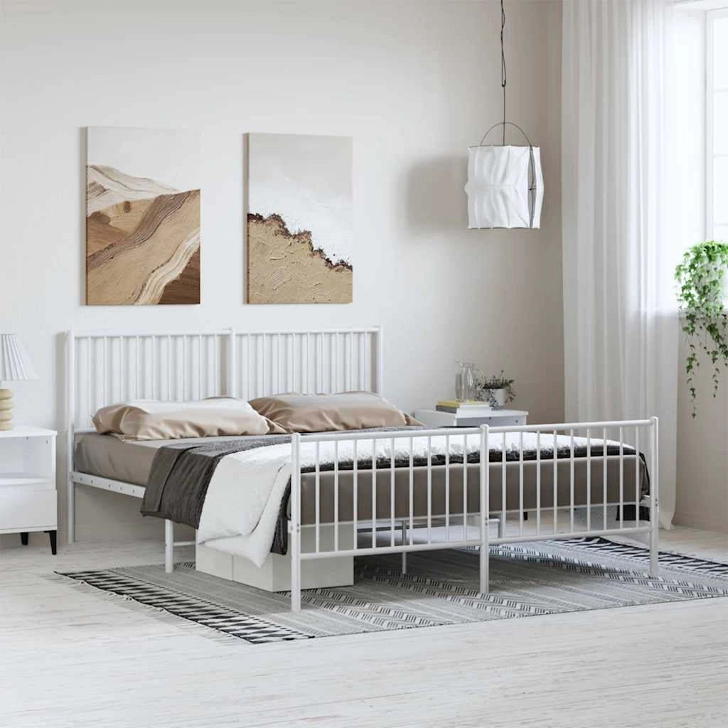 Giroletto con Testiera e Pediera Metallo Bianco 150x200 cmcod mxl 81809