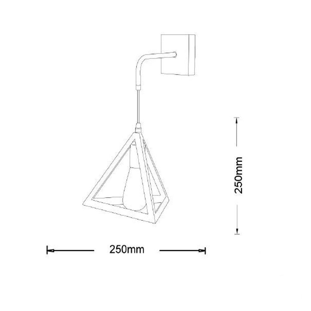 Trade Shop - Applique Parete Pendente Forma Triangolare 3d Stile Minimal Portalampada Attacco E27 Aq54 - Nero