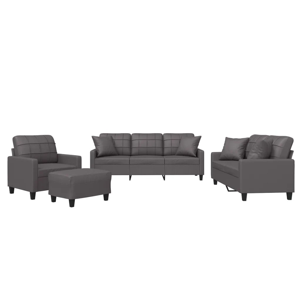 Set di Divani 4 pz con Cuscini Grigio in Similpellecod mxl 131019