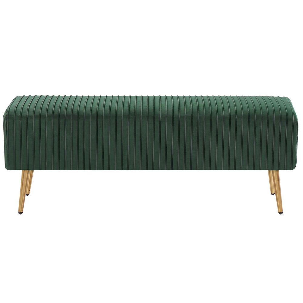 Panca Velluto Verde Smeraldo Imbottito Gambe In Metallo dorato 118 cm Glamour Soggiorno Camera Da Letto Corridoio