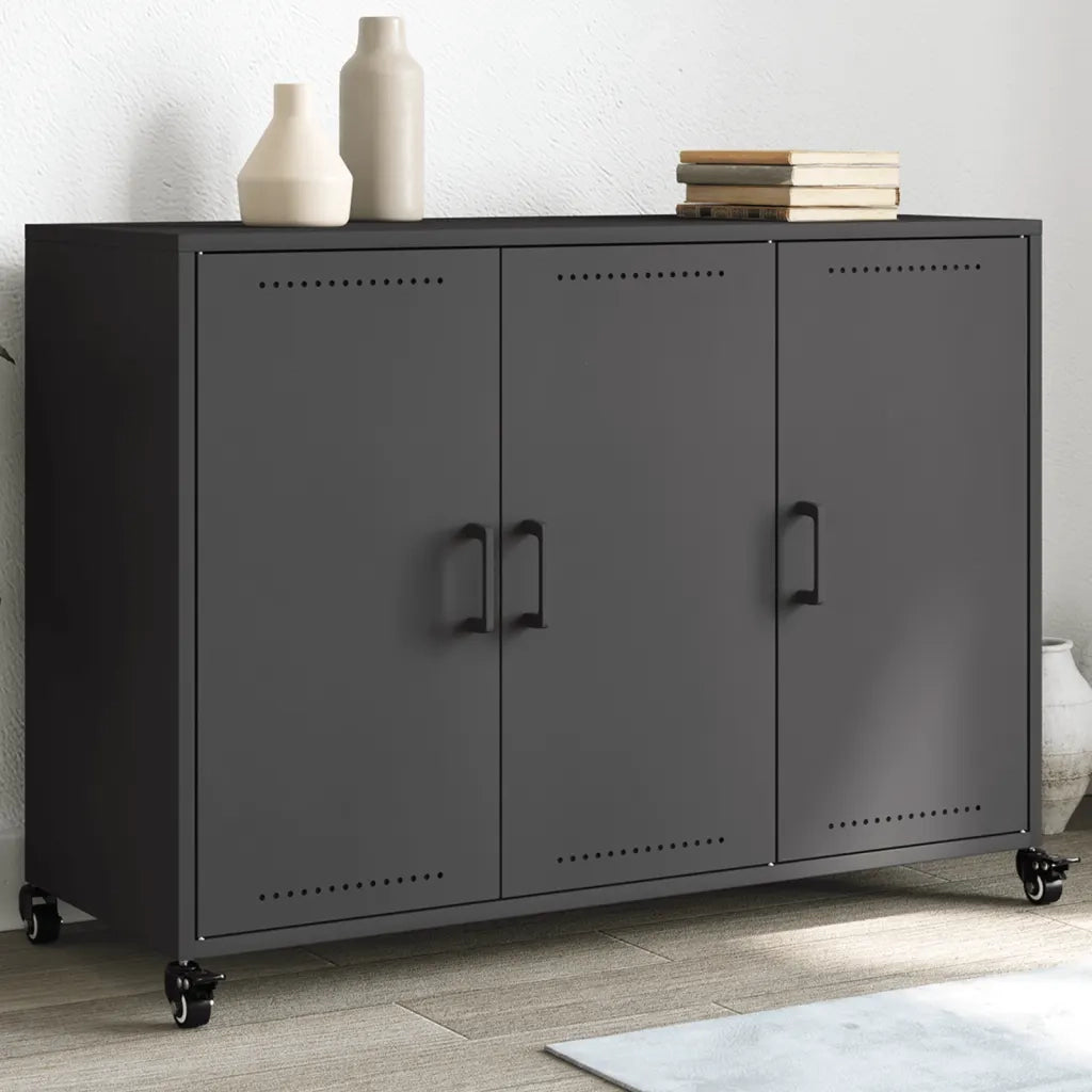Credenza Nera 100,5x39x72 cm in Acciaio 846680