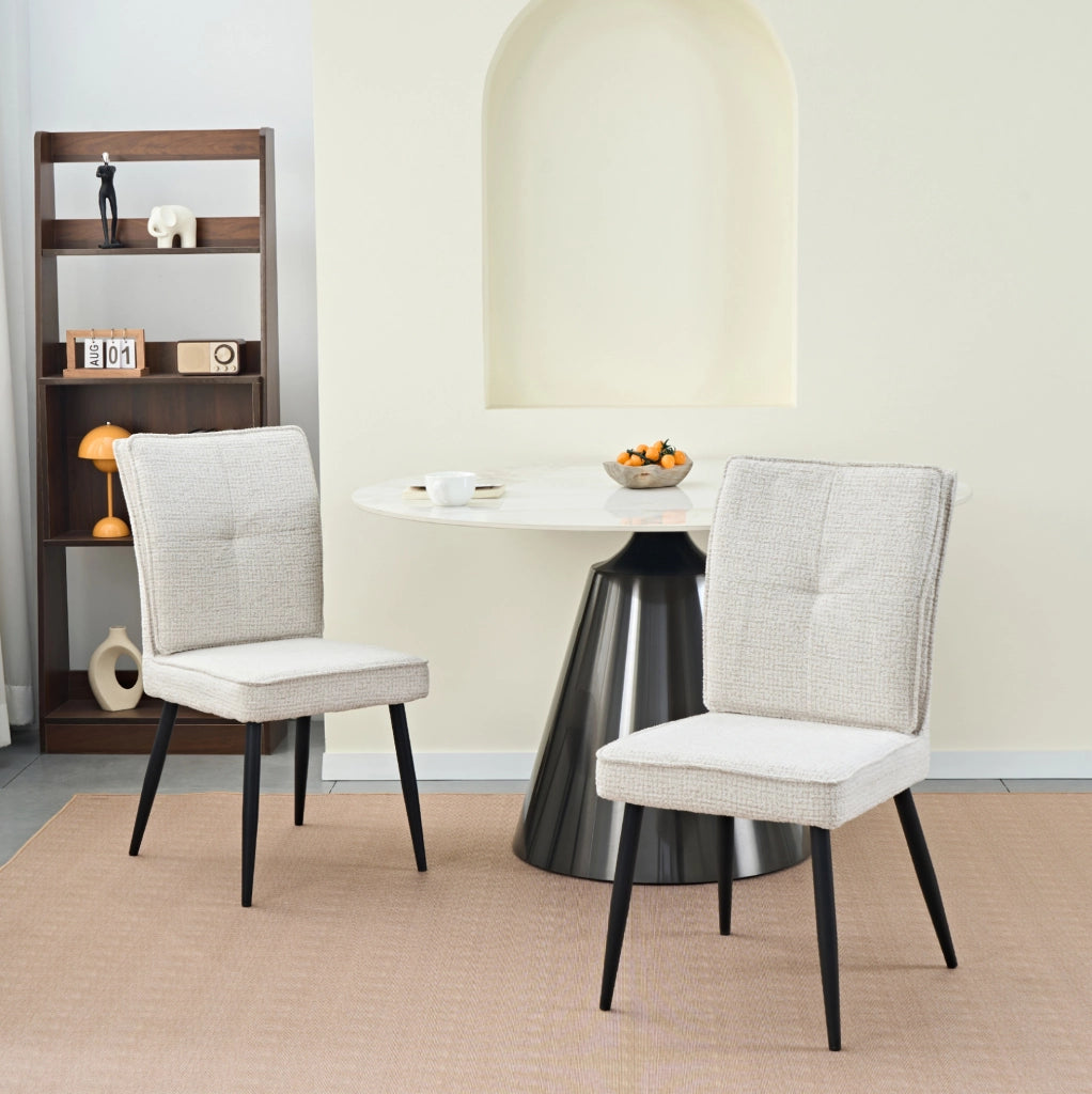 Set di 2 sedie imbottite in ciniglia con gambe in metallo