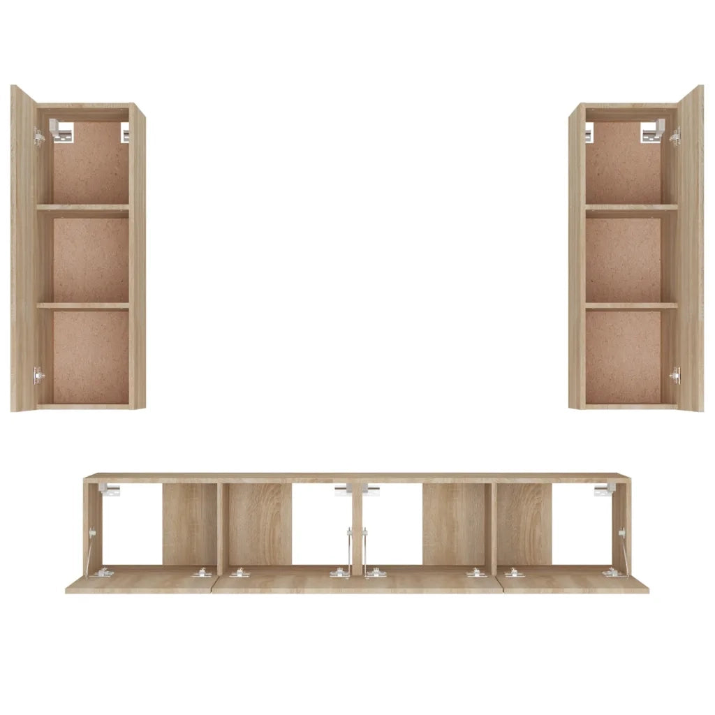 Set di Mobili Porta TV 4 pz Rovere Sonoma in Legno Multistrato cod mxl 11939