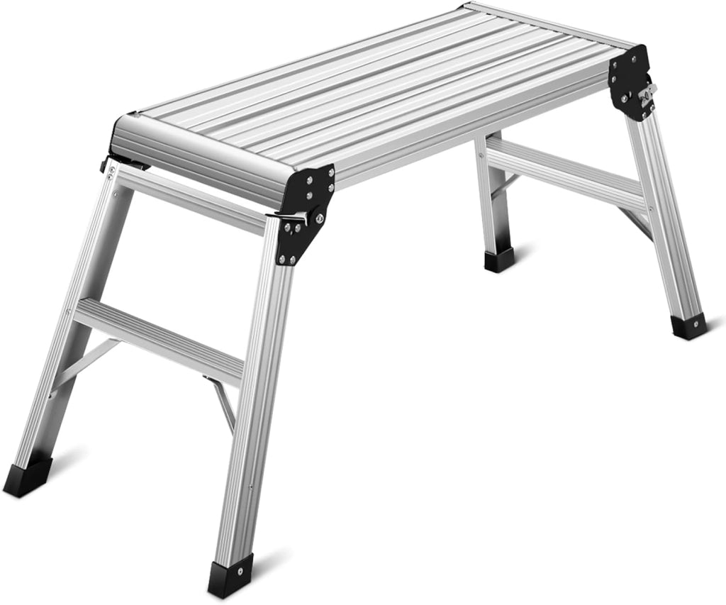 Piattaforma di Lavoro Sgabello di Alluminio Leggero, Pieghevole e Antiscivolo, capacità 150 kg