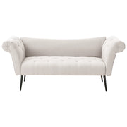 Chaise Longue in tessuto beige chiaro e Gambe con gambe in metallo dorato