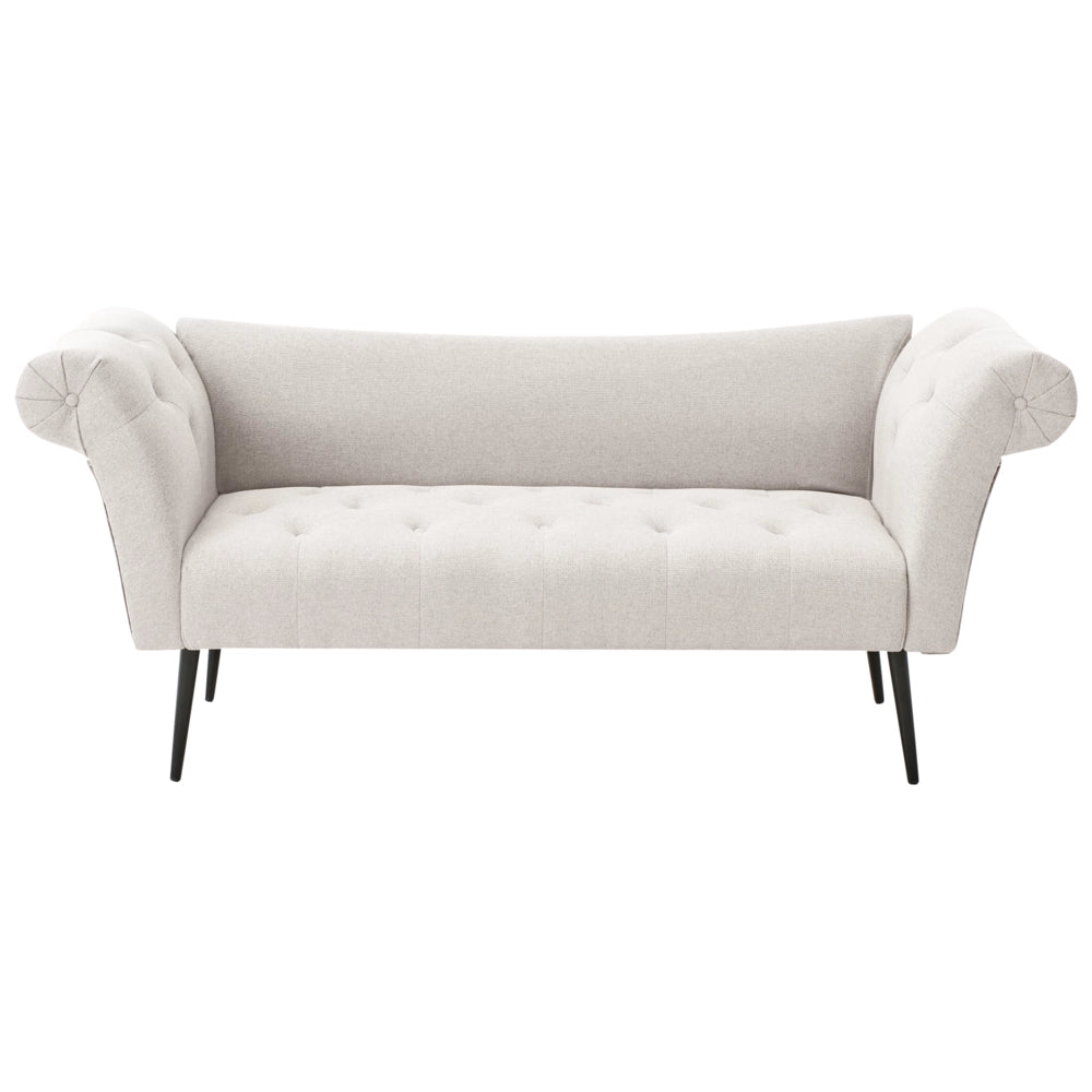 Chaise Longue in tessuto beige chiaro e Gambe con gambe in metallo dorato