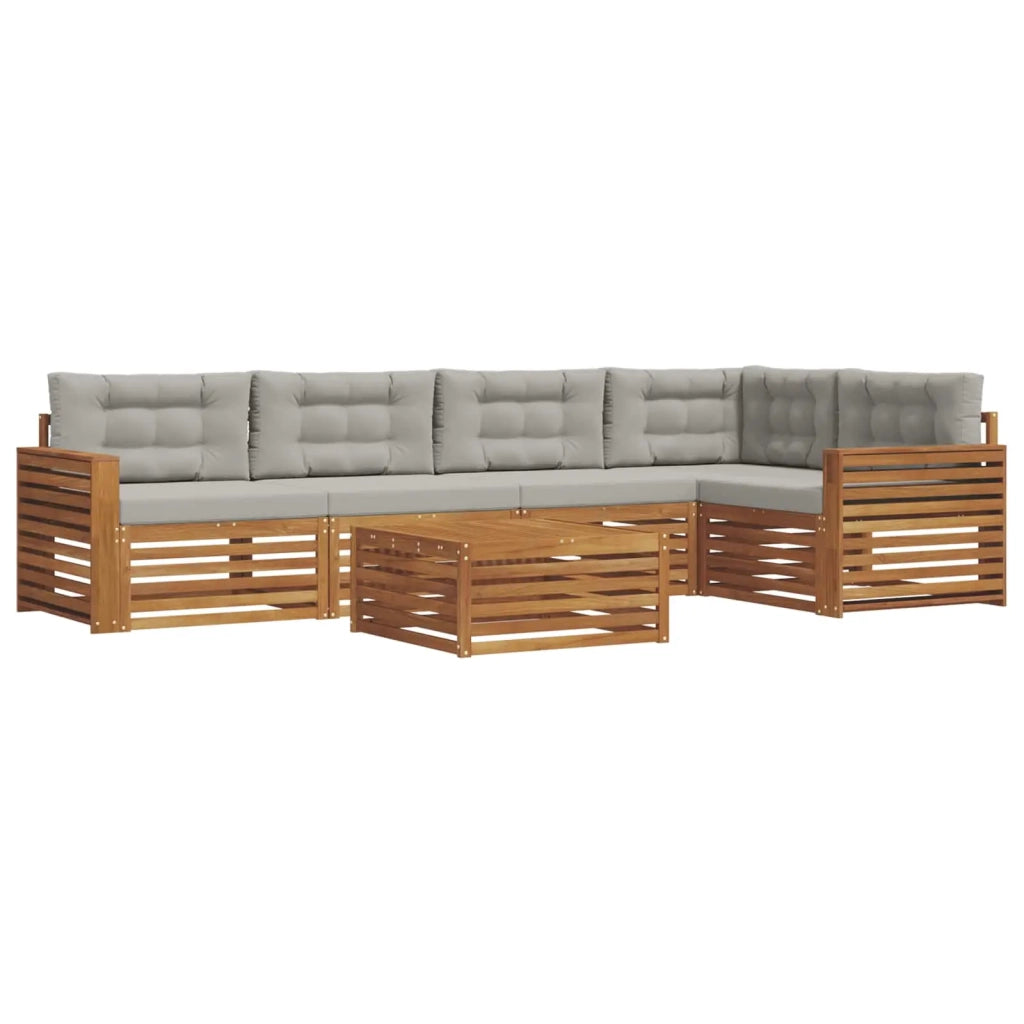 Set di divani da esterno 6 pcs Grigio Naturale e Chiaro