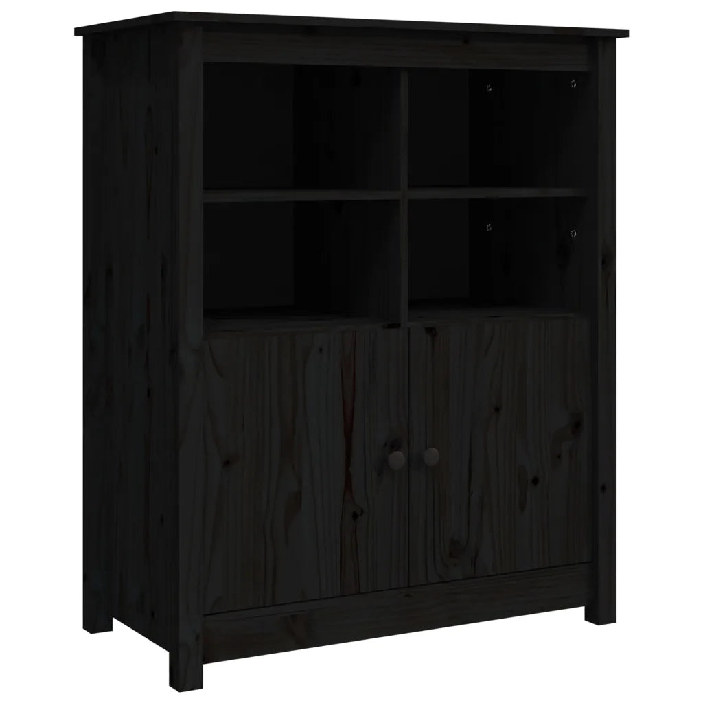 Credenza Nera 83x41,5x100 cm in Legno Massello di Pino