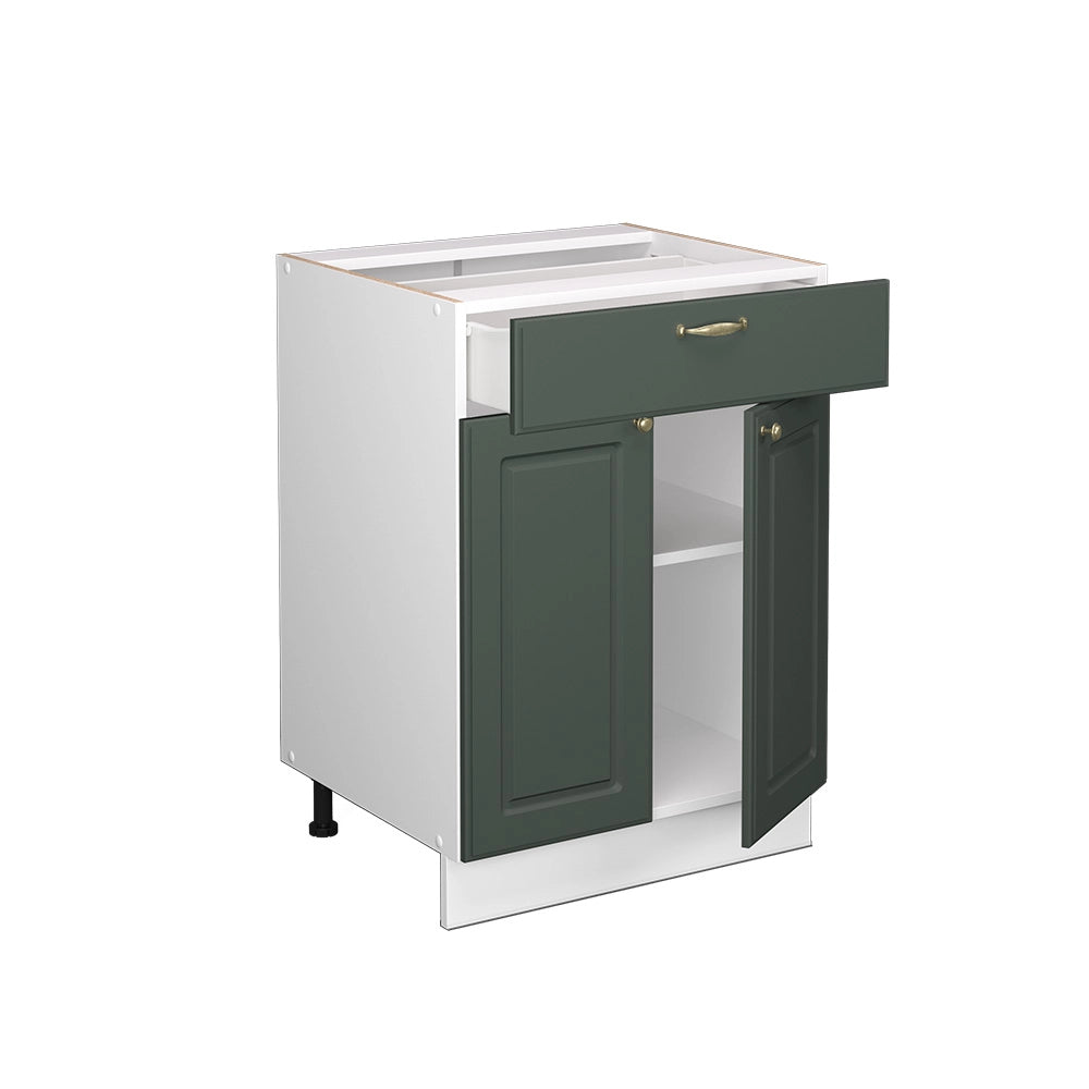 Mobiletto base per cucina Fame-Line Verde-oro rustico/Bianco 60 cm con cassetto, PL Rovere Vicco