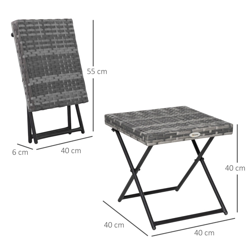 TAVOLO da giardino pieghevole 40x40x40 cm Rattan Grigio