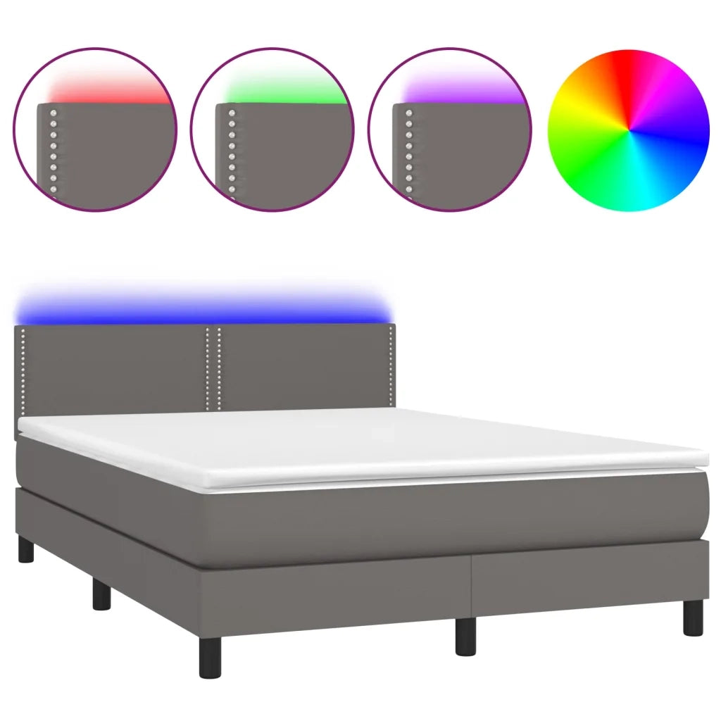 Giroletto Molle con Materasso e LED Grigio 140x190cm Similpelle 3134163