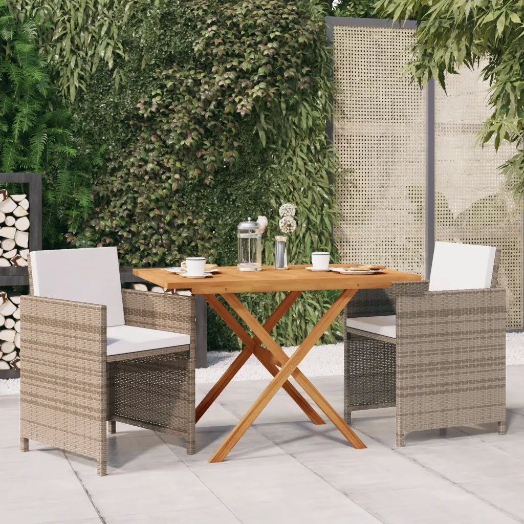 Set da Pranzo per Giardino 3 pz | Set Salotto da Giardino con Cuscini Beige