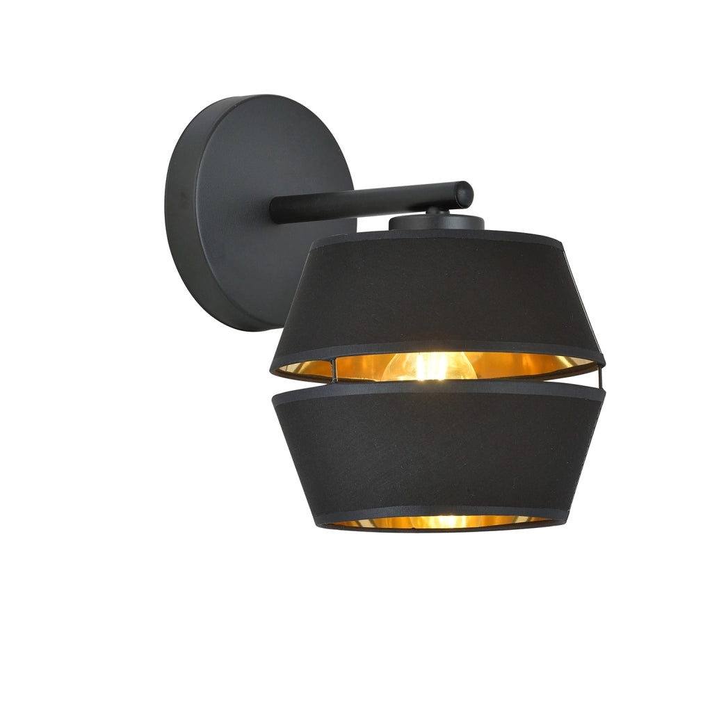 Applique Contemporanea 1 Luce Bellerofonte In Metallo Nero E Oro