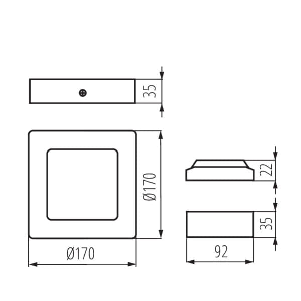 Kanlux KANTI Plafoniera LED quadrata 12W 4000K bianca